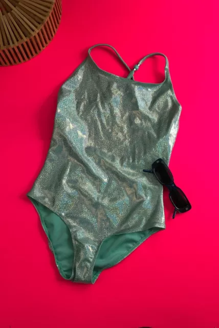 Mermaid Blue Glitter Shimmer Swimsuit Body Suit Age 12-14 Years