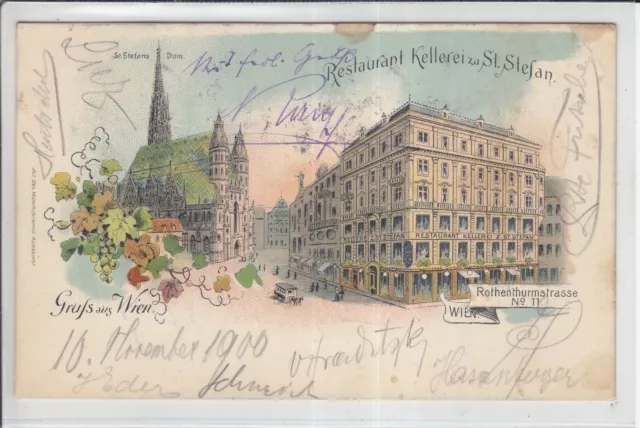 AK Wien I, Dom, Kellerei St. Stefan Rotenturmstr., Litho 1900