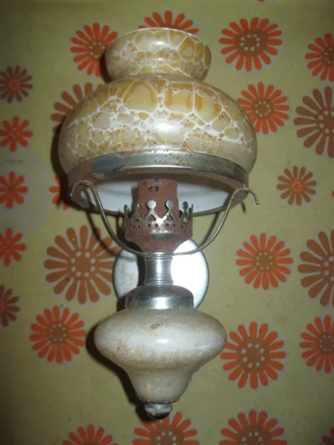 Vintage 70 Ancienne LAMPE PETITE APPLIQUE MURALE en PÂTE DE VERRE ? effet MARBRÉ