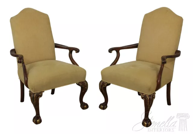 F56075EC: Pair CENTURY Ball & Claw Mahogany Armchairs