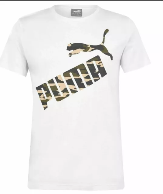 Puma Camo Logo Shirt Mens Gents Crew Neck Tee Top Short Sleeve Cotton