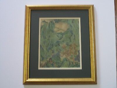 Antique 19Th To 20Th Century Asian Painting Modernist Chinese Trees Art Deco Vtg