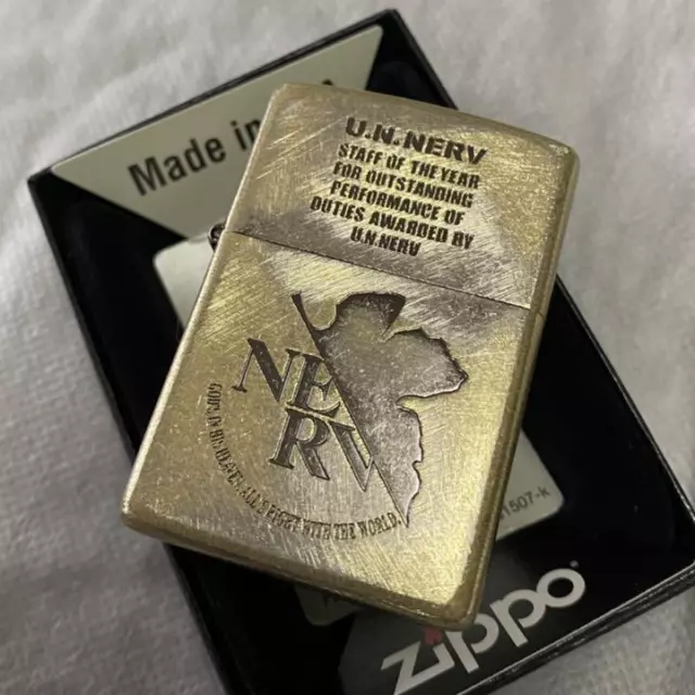 Zippo Oil Lighter Evangelion U.N. NERV AWARD Ver Gold Brass Japan Limited