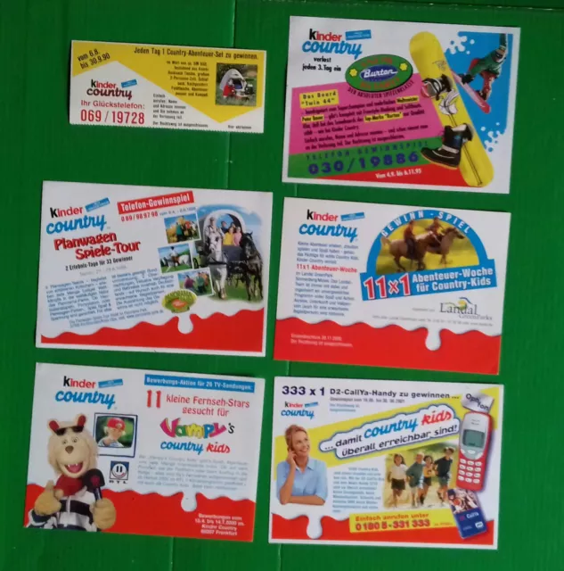 Ferrero Kinder Country Gewinnspielkarten 6 Stück