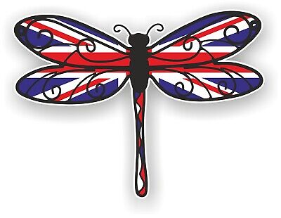 Beautiful Dragonfly Insect Union Jack British UK Flag vinyl car sticker decal