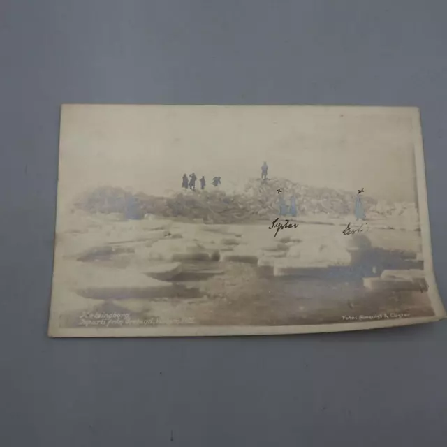 RPPC Sueco Pasajeros Enviar Iceberg Foras Isla B&w Tarjeta Postal 1922 Real Foto