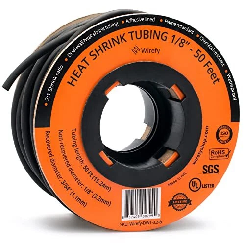 1/8" Heat Shrink Tubing - 3:1 Ratio - Adhesive Lined - Marine Grade Heat Shri...