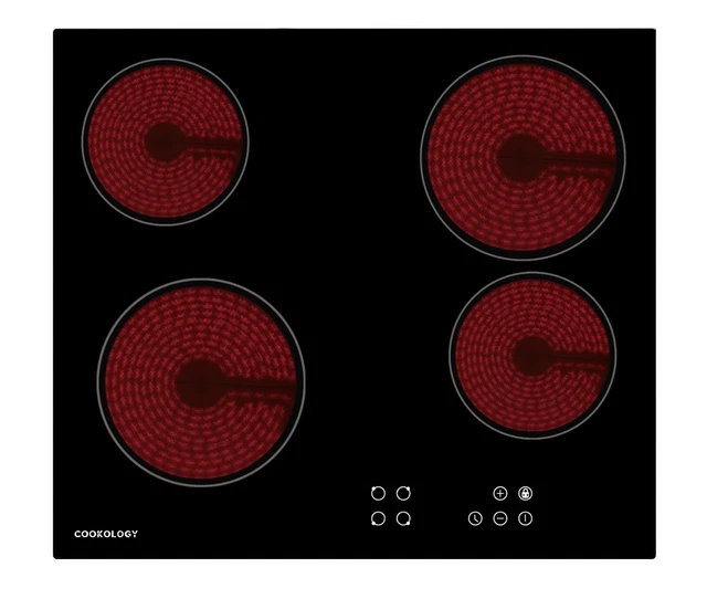 Cookology TCH601 60cm Ceramic Hob in Black, Built-in worktop & Touch Controls