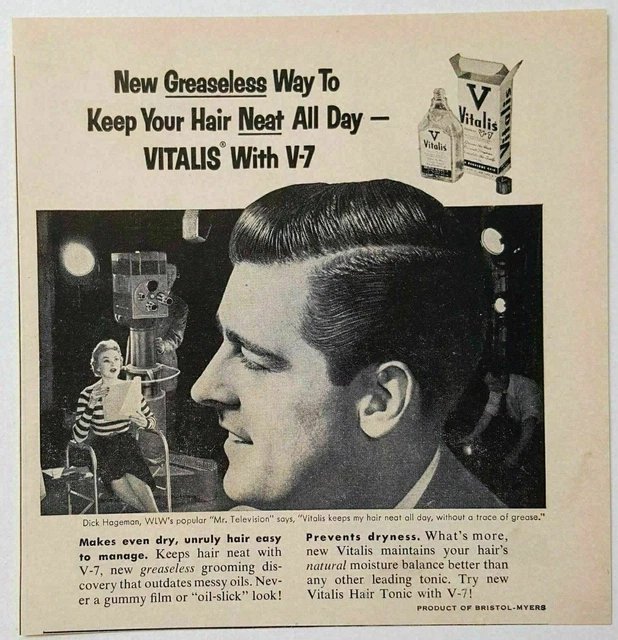 1954 Print Ad Vitalis Hair Tonic Dick Hageman WLW TV Mr. Television