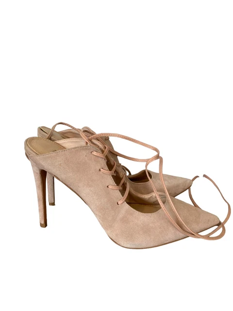 Topshop Leg Lace Up Suede Pink Pumps Size 8/41