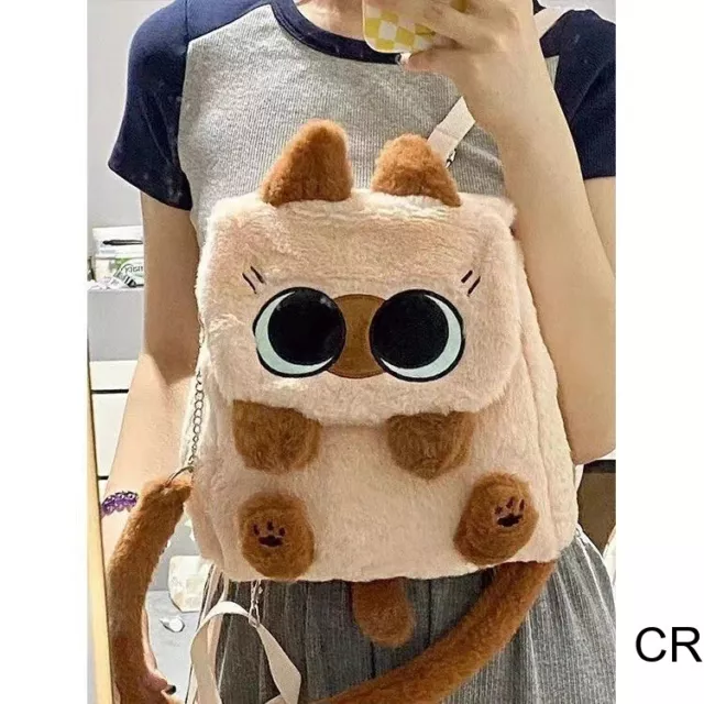 Cute Siamese Cat Plush Backpack Large Capacity Shoulder Bag Small Crossbody Bag