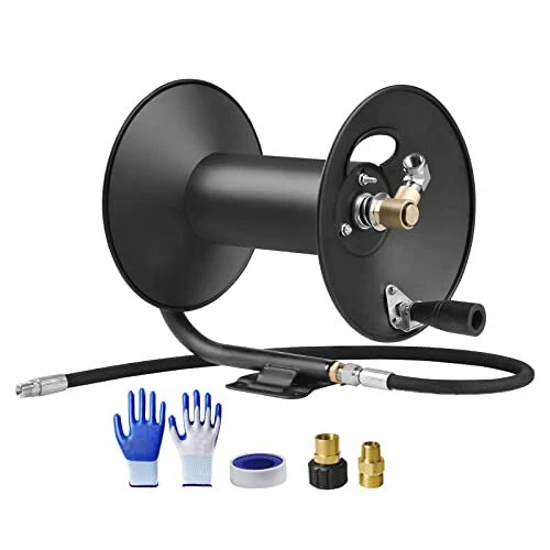 Pressure Washer Hose Reel 100ft, 4000 PSI Heavy Duty Power Washer Hose Reel W...