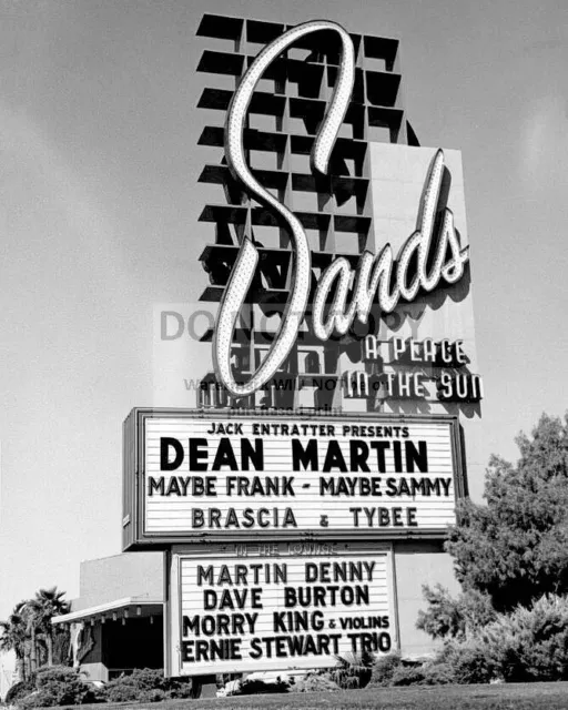 Sands Hotel Casino Sign Dean Martin Maybe Frank Maybe Sammy  8X10 Photo (Cc-125)