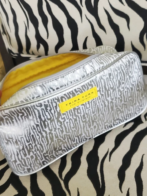 Trina Turk for Clinique Cosmetic Bag Toiletry Travel Lux Silver NEW
