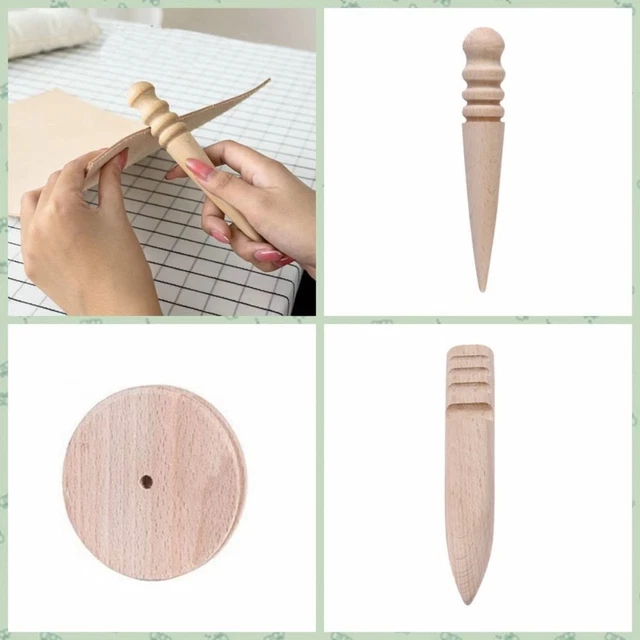 3pcs Solid Wood Leather Grinding Rod Leather Polishing Stick  Polished Edge