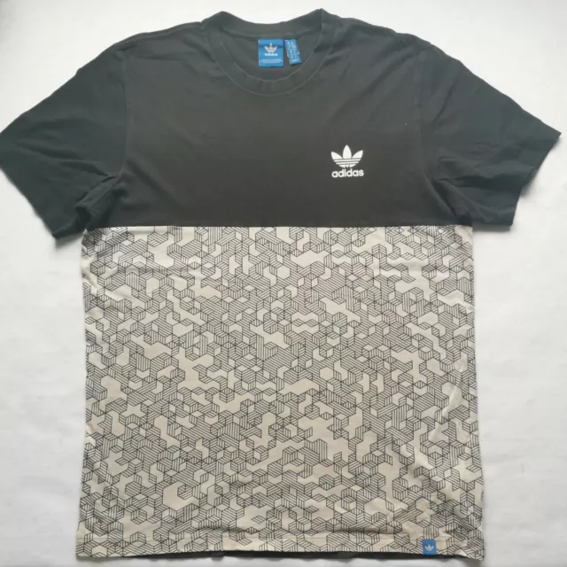 Adidas Originals Monogram Geometric Tee Shirt Tshirt Trefoil Retro black Grey M