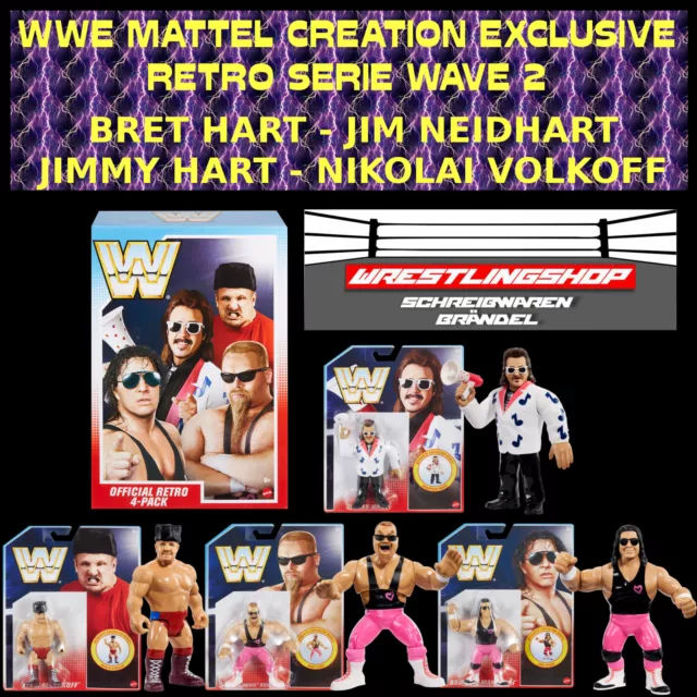Wwe Mattel Creation Retro Serie Wave 2 - Bret Hart Jim Neidhart Jimmy Basi Elite