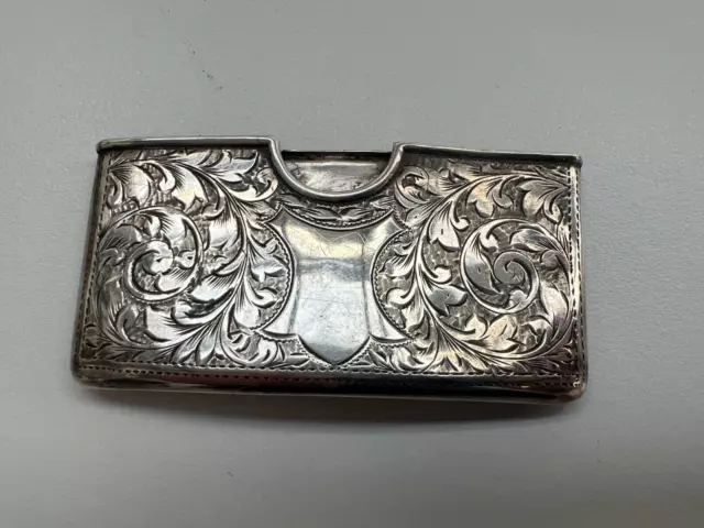 Antique Hallmarked Silver Card Case / Holder - Nicely Engraved