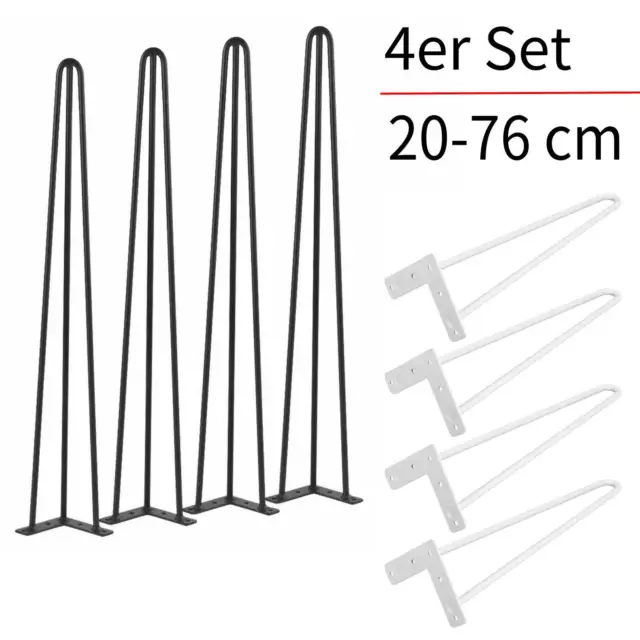4x Hairpin Legs Tischbeine Haarnadelbeine DIY Esstisch Hairpinlegs Schwarz/Weiß