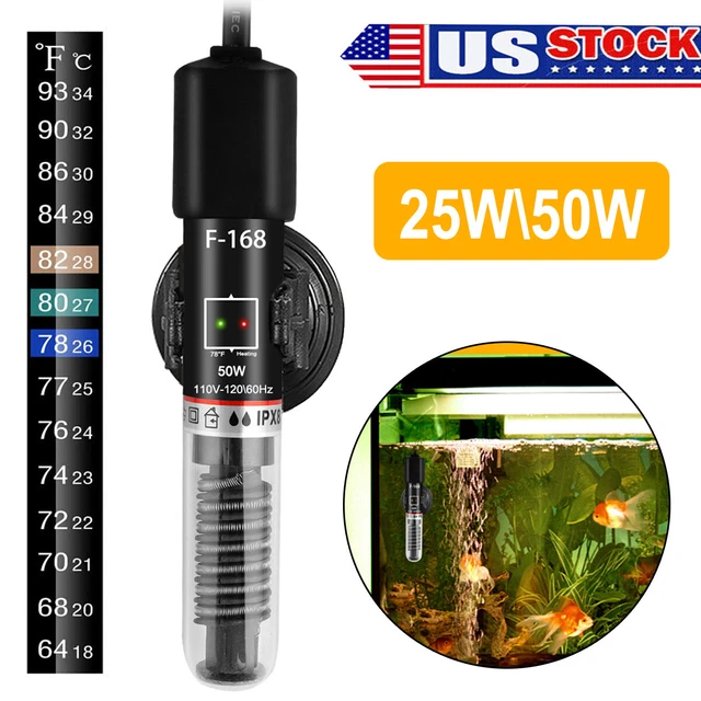 25W/50W Aquarium Heater Betta Fish Tank Heater For 1- 5 Gallon Small Fish Tanks