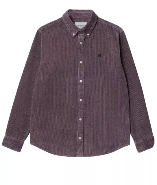 Men's Ex Carhartt WIP Madison Wax Cord Casual Shirt L/S Misty Thistle LOGO M £90