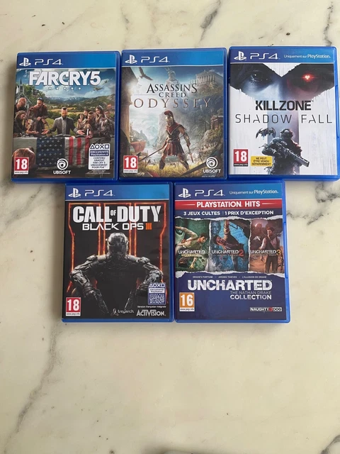 Lot  5 Jeux Ps4 Assassin's Creed Killzone 3 Uncharted Call Of Duty 3 Farcry 5 ++