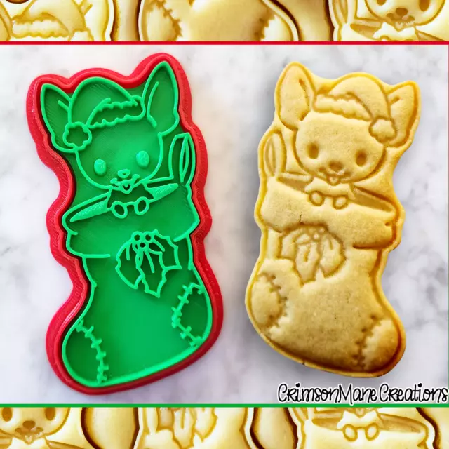 Chihuahua Christmas Cookie Cutter Stocking Fondant Tool Biscuit Baking Supplies