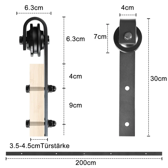 200cm Schiebetürsystem Laufschiene Beschlag Schiebetürbeschlag Schiebetüren TOP 2