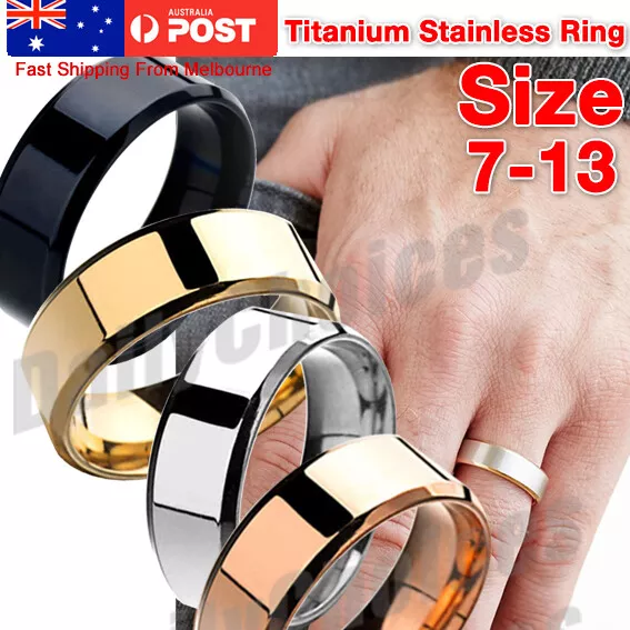 Mens Titanium Stainless Steel Ring Promise Engagement Wedding Ring Band Size7-13