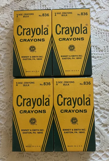 Lot (5) Vintage Crayola 12-Count Binney & Smith Crayons No. 836 Box Gray  Pink +