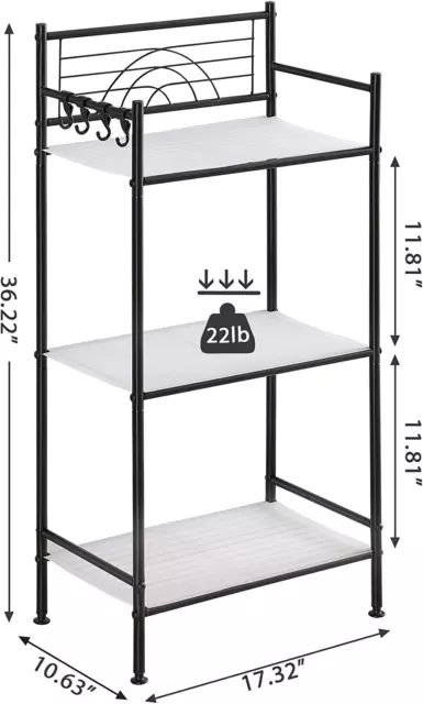 3-Tier Metal Freestanding Storage Shelf,Standing Bathroom Shelves with 3 X PP Sh 3