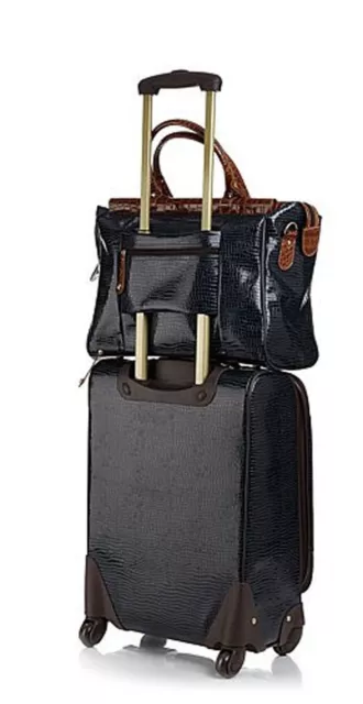 Samantha Brown Luggage Croco Embossed Jet Set Travel Collection Bravo Blue 3