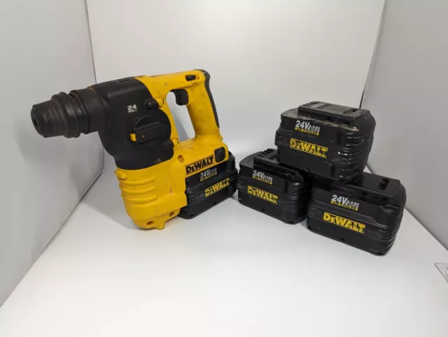 DeWalt DC223 24V Cordless SDS Rotary Hammer Drill 4 X Batteries, Charger, Case