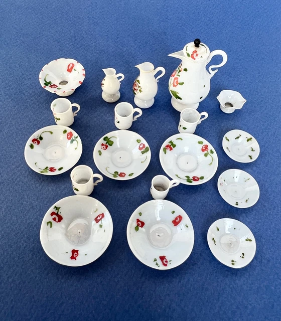 Service à Café Miniature En Porcelaine De Paris - Dinette Pour Maison De Poupée XIXe