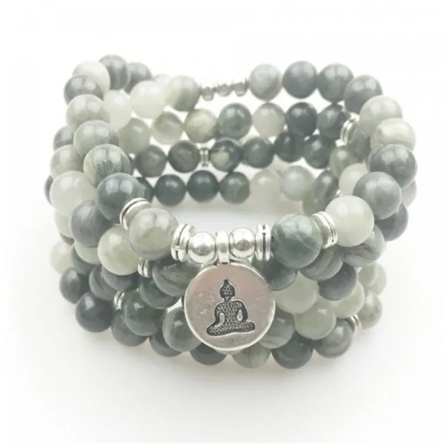 6mm Moss Agate 108 Beads Pendant Bracelet spirituality Fancy yoga cuff