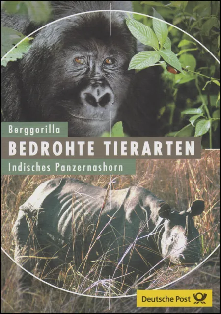 2182-2183 Bedrohte Tiere: Berggorilla & Indisches Panzernashorn - EB 2/2001
