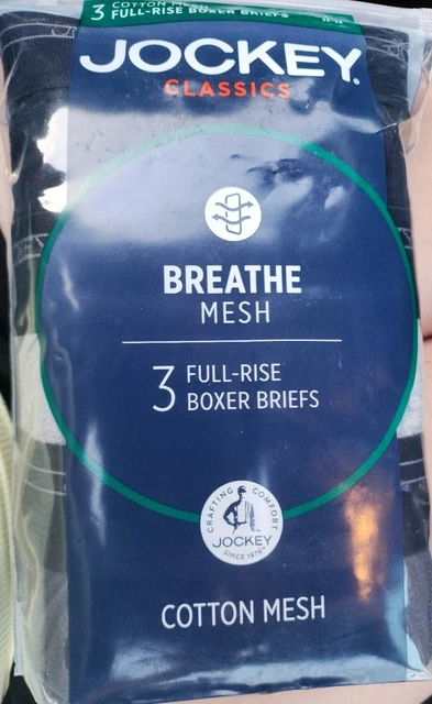 Jockey Classics Breathe Cotton Mesh 3-Full Rise Boxer Briefs Large 36-38