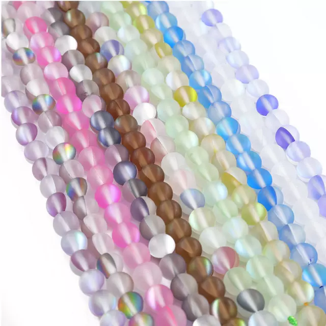 1 Strand Givré Pierre Perles Lustrant Rond pour DIY Bracelet Loisirs 6/8/10mm 3