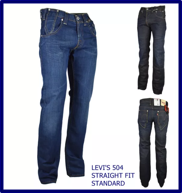 levis 504 straight jeans levi's da uomo gamba dritta regular w29 w30 w31 w32 blu