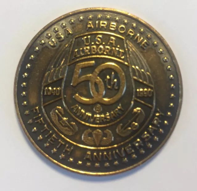 USA Airborne 50th Anniversary US Armed Forces Challenge Coin Token 1940 1990