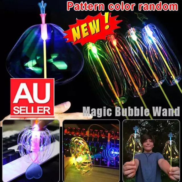 Magic Bubble Wand Twister Ribbon Bubble Flower Flashing Light Up Wand Funny Game