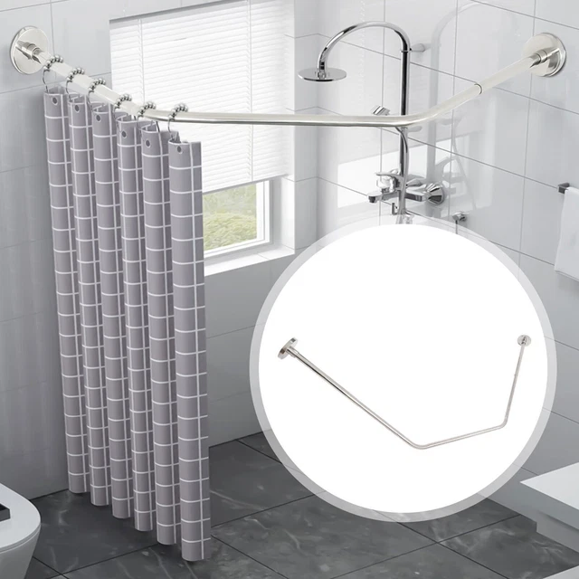 Tenda doccia asta angolare acciaio inox asta angolare vasca da bagno forma diamantata regolabile