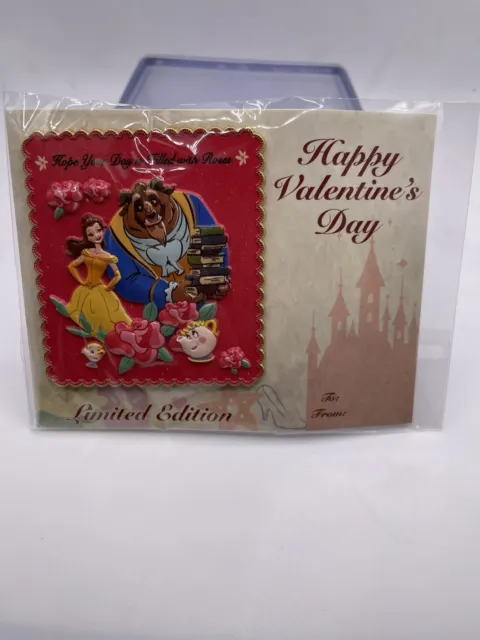 Disney 2024 DEC Valentines Day Card Pin Beauty And The Beast Belle Pins