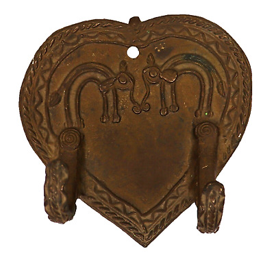 Heart Shape Elephant Engraved Vintage Repro Handmade Brass Wall Hanger Hook