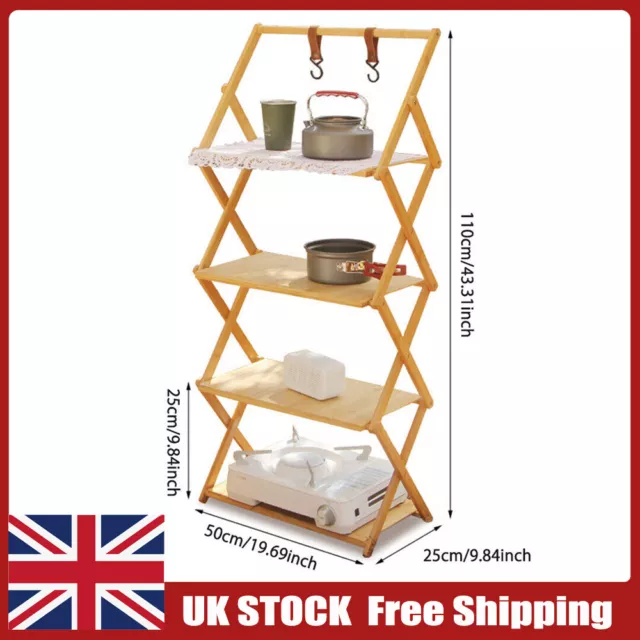 Outdoor Portable Kitchen Camping Storage Shelf 4-Layer Folding Storage Rack