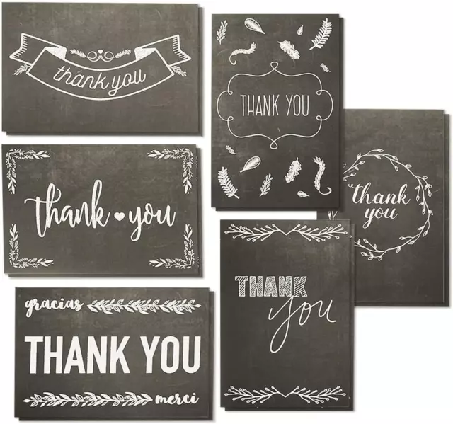 Papyrus Thank You Cards with Envelopes, Navy (16-Count)