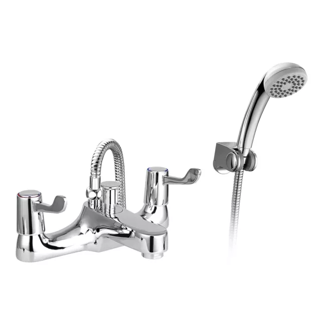 Contemporary Chrome Bath Shower Mixer Tap & Handheld Kit