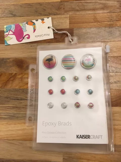 Kaisercraft Scrapbook Epoxy Brads Pina Colada Collection ~ Flamingo