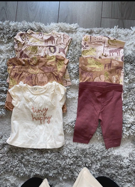 Pacchetto leggings e top bambine, età 0-3 mesi ottime condizioni