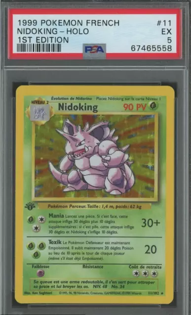 Pokemon Card Nidoking 11/102 Base Set Edition 1 - PSA 5 FR